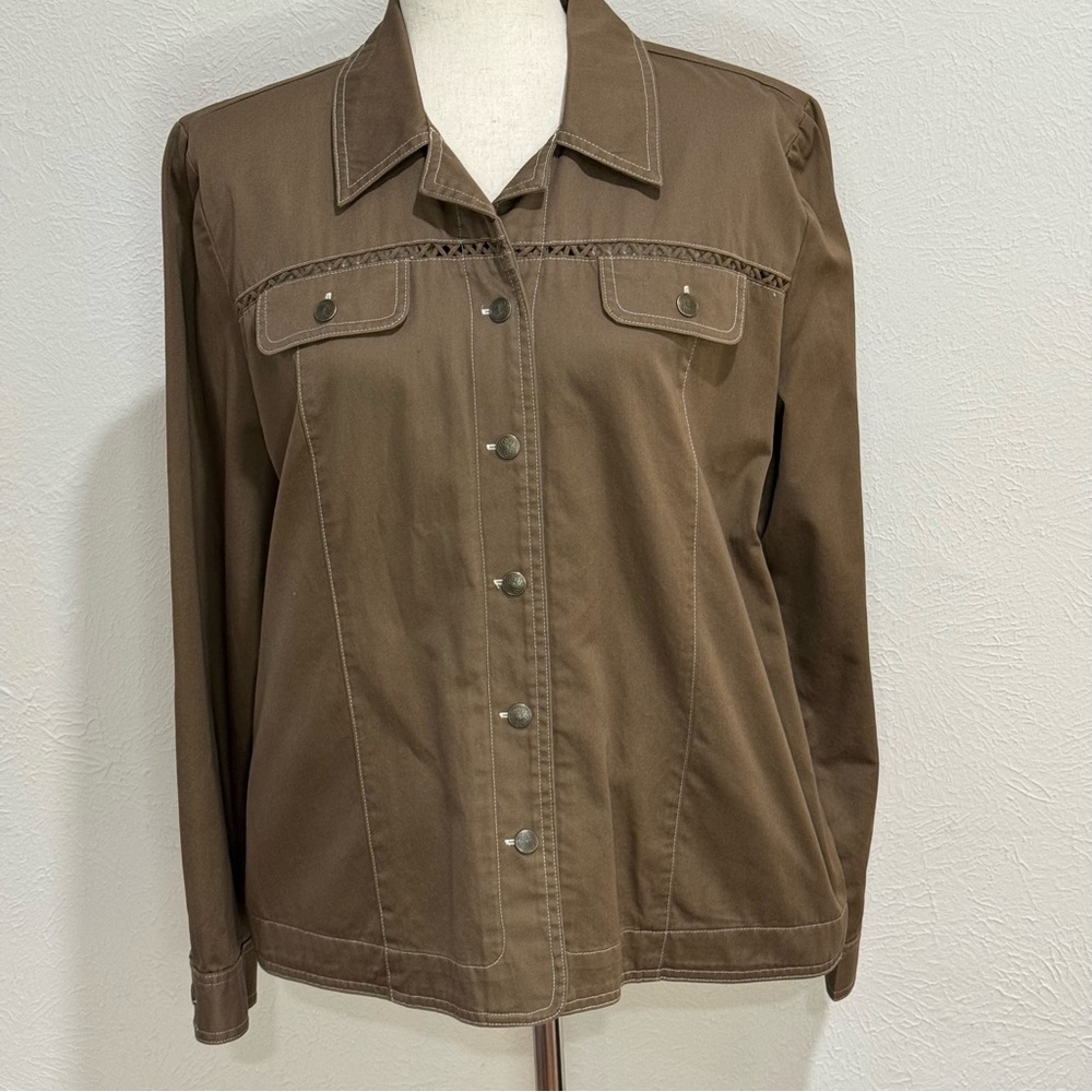 Alfred Dunner Brown Button-Front Women's Jacket Size 14